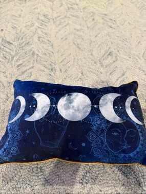 Moon Phase Velvet Accent Pillow - Deep Navy Blue